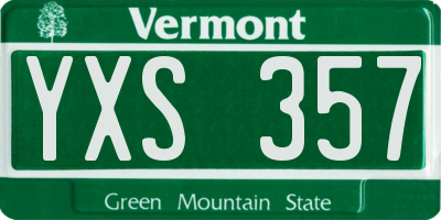 VT license plate YXS357