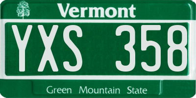 VT license plate YXS358