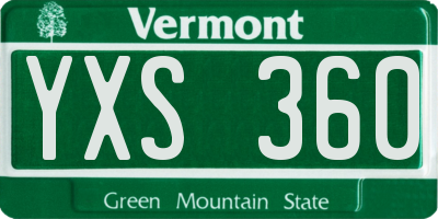 VT license plate YXS360
