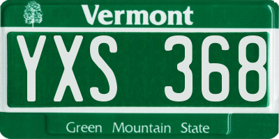 VT license plate YXS368