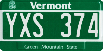 VT license plate YXS374