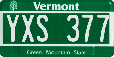 VT license plate YXS377