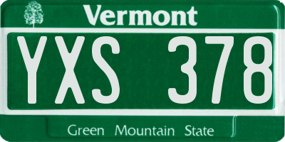 VT license plate YXS378