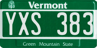 VT license plate YXS383
