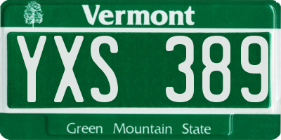 VT license plate YXS389