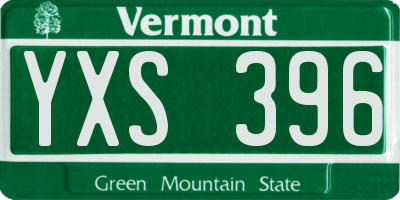 VT license plate YXS396