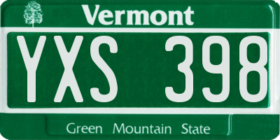 VT license plate YXS398