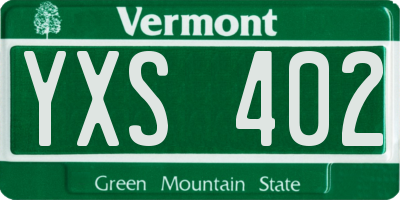 VT license plate YXS402