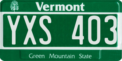 VT license plate YXS403