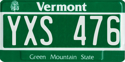 VT license plate YXS476