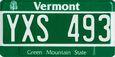 VT license plate YXS493