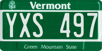 VT license plate YXS497