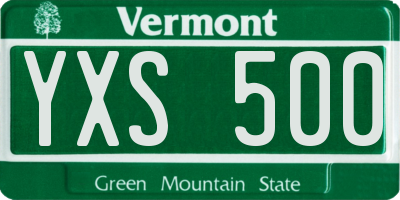 VT license plate YXS500