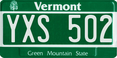 VT license plate YXS502