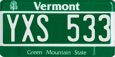 VT license plate YXS533