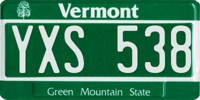 VT license plate YXS538