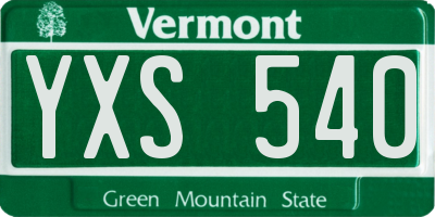 VT license plate YXS540