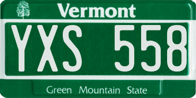 VT license plate YXS558