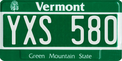 VT license plate YXS580
