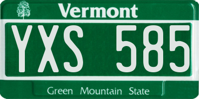 VT license plate YXS585