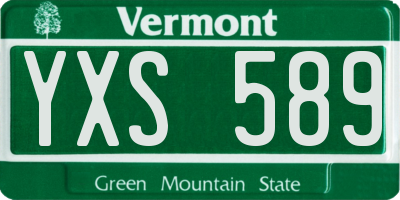 VT license plate YXS589
