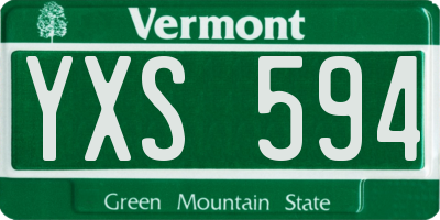 VT license plate YXS594