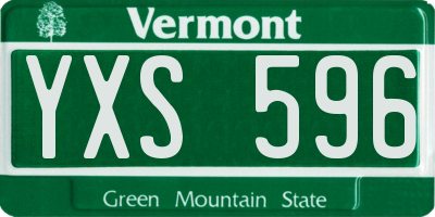 VT license plate YXS596