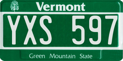 VT license plate YXS597