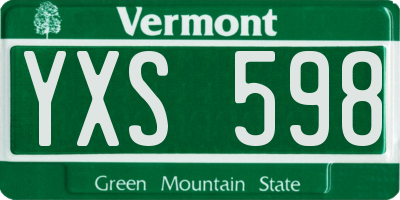 VT license plate YXS598