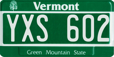 VT license plate YXS602