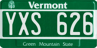 VT license plate YXS626