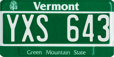 VT license plate YXS643