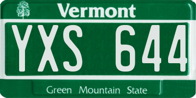 VT license plate YXS644