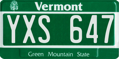 VT license plate YXS647