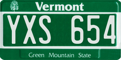 VT license plate YXS654