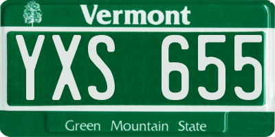 VT license plate YXS655