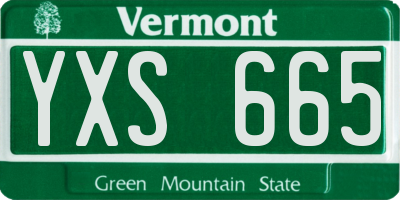 VT license plate YXS665