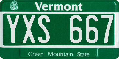 VT license plate YXS667