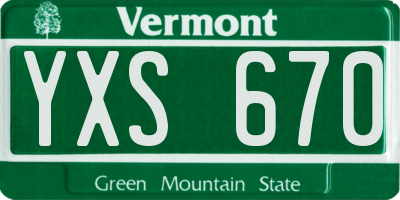 VT license plate YXS670