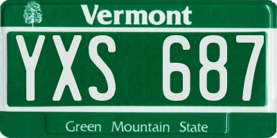VT license plate YXS687