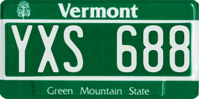 VT license plate YXS688