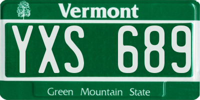 VT license plate YXS689
