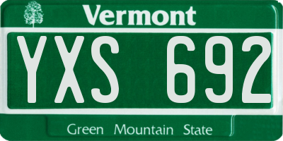 VT license plate YXS692