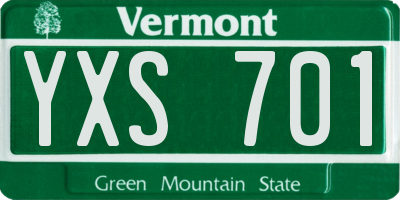VT license plate YXS701
