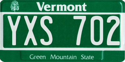 VT license plate YXS702