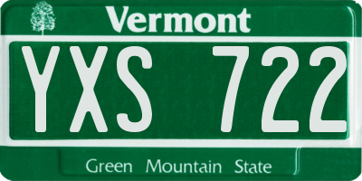 VT license plate YXS722