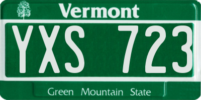 VT license plate YXS723