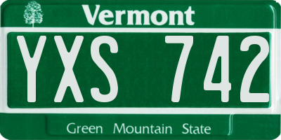 VT license plate YXS742