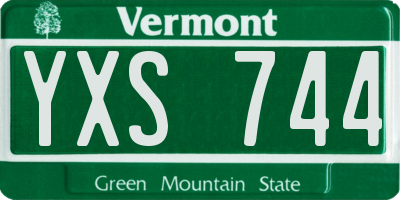 VT license plate YXS744
