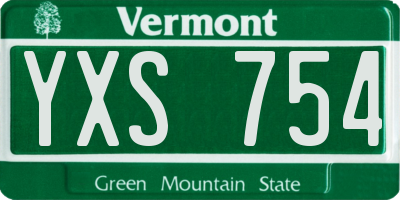 VT license plate YXS754